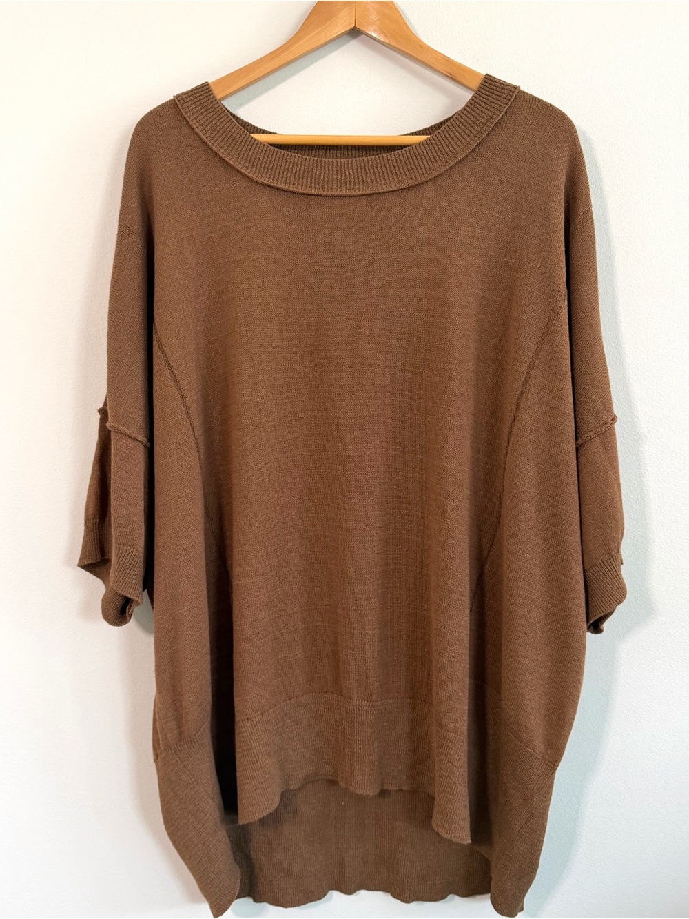 Free People WFH Mushroom Oversized Slouchy Knit 3/4 Sleeve Sweater Womens
Medium